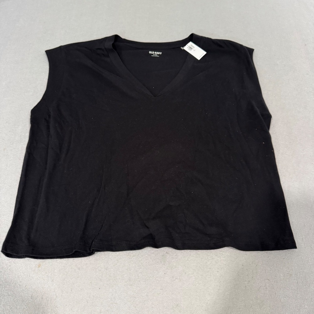 Old Navy Muscle Tee Women XL Tall Black V-Neck Sleeveless Relaxed Top